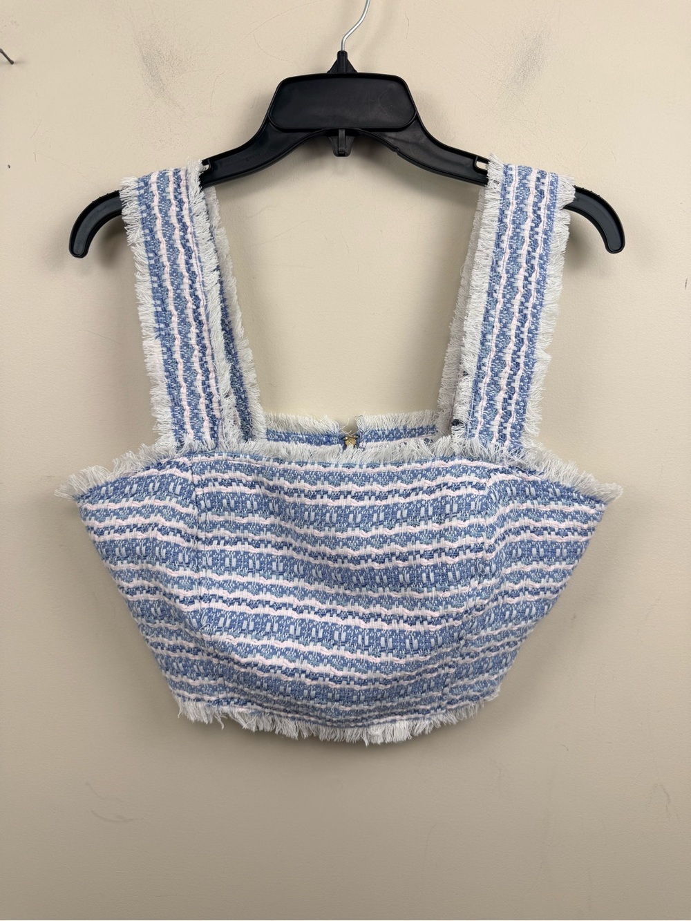 House of Harlow tweed blue and white crop tank USA 6
